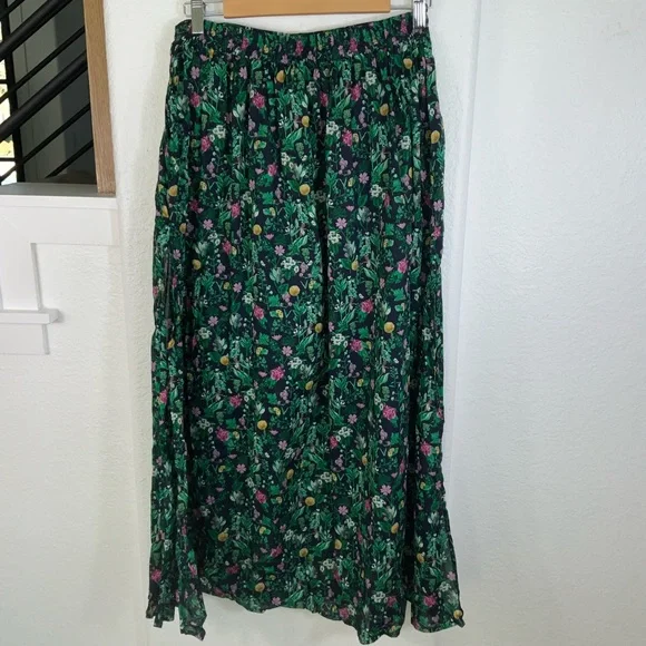 J. Crew Green Pleated Voile Maxi Skirt Resort Wear - Picture 5 of 6